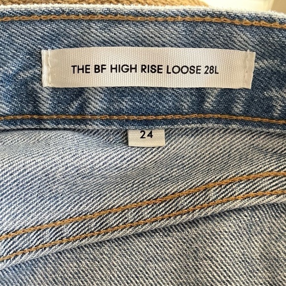 Denim Forum Jeans Pant Aritzia High Boyfriend Loose Distressed Denim Blue 24 - Picture 14 of 14